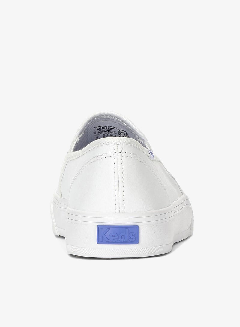 Keds Women's Double Decker Slip On Leather Casual Sneaker White - Image 2